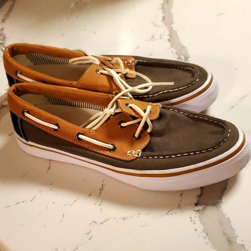 Bass Men's Tan/Olive Boat Shoes - Size 10.5 M
